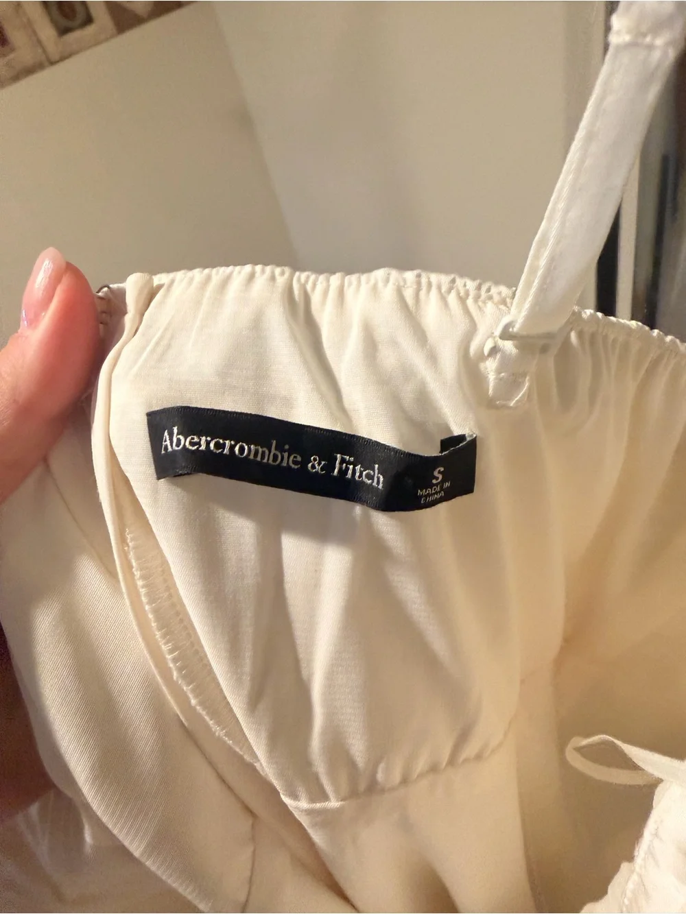 Abercrombie & Fitch White Strapless Pleated Bodice Maxi Dress